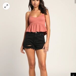 COPY - Cute and Capable Rusty Rose Smocked Babydoll Cami Top